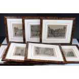 Set of Eight Black and White Prints of Engravings depicting 17th century Country Houses, images