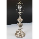 WMF Silver Plated Table Lamp of Rococo form, stamped to base, overall height 53cm