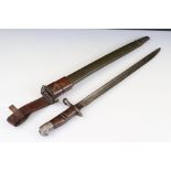 A World War One American Remington Pattern 1913 Bayonet, Scabbard And Frog, US Issue. This is a