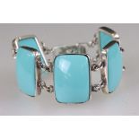 Silver and turquoise panelled bracelet