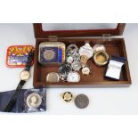Case of mixed collectables, to include 9ct gold chain & pendant, gents Swiss watch, pocket