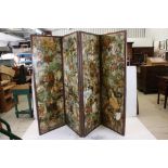Victorian Four Fold Dressing Screen with decoupage ' scrap book ' decoration, each panel 64cm wide x