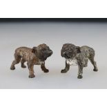 Two antique Austrian cold painted bronze figures of Bulldogs, marked cross to underside.