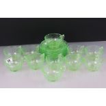 Uranium Glass - Eleven Cups and Nine Saucers