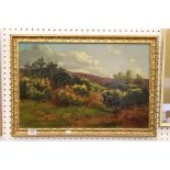 Moorland Landscape Oil Painting on Canvas in the manner of Constable, 60cm x 39cm, gilt framed