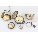 A small collection of watches and pocket watches to include a hallmarked silver cased example.