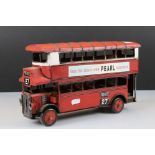 Tinplate double decker bus advertising Pearl Assurance