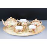 Royal Worcester Blush Ivory Tea Ware comprising Tea Pot, Lidded Sugar Bowl, Sugar Bowl, Milk Jug,