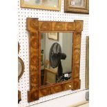 18th century Oyster Veneered Wall Mirror with later rectangular plate, 56cm x 67cm