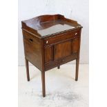 Late George III Mahogany Tray Top Night Stand with cupboard over single drawer, raised on square