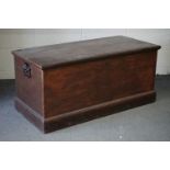 Victorian Stained Pine Blanket Box with candle tray to the interior, 108cm wide x 50cm high
