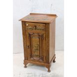 Early 20th century Walnut Pot Cupboard with chinoiserie decoration comprising a single drawer over a