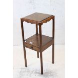 George III Mahogany Square Wash Stand with cut out top and lower shelf with drawer, later cover to