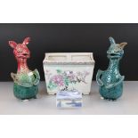 Contemporary Chinese Famille Rose Rectangular Planter decorated with Flower, 16cm high together with