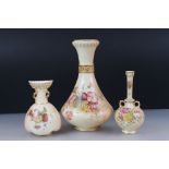 19th century Royal Worcester Blush Ivory Vase, no. 2187, pink marks, 28cm high together with Two
