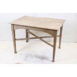 Late 19th / Early 20th century Bleached Oak Kitchen / Dining Table with square chamfered legs joined