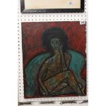 Mid 20th century oil on canvas of a stylized nude, signed and dated verso, approx. 55cm x 46cm
