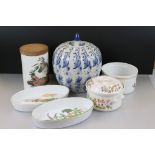 Mixed Lot including Portmeirion Storage Jar, Aynsley Lidded Tureen, Royal Worcester Evesham and