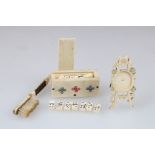 19th century Napoleonic prisoner of war bone manicure, together with a miniature domino set and