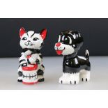 Lorna Bailey - Bengo the Dog and Tucker the Cat ceramic figures, both 12cm tall