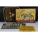 A collection of three tin plate signs to include a BSA motorcycles example together with a