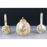 Early 20th century Royal Worcester Blush Ivory Lidded Jar, pattern no. 1809, green marks, 16cm