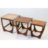 Mid century Retro G-Plan ' Astro ' Nest of Three Tables, the largest table with tiled top