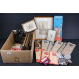 A box of mixed collectables to include two pair of binoculars (One pair military issued), ordnance