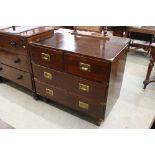 19th century style Mahogany Campaign Chest of Two Short over Two Long Drawers with brass mounts