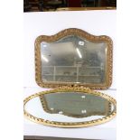 Two 20th century Ornate Gilt Framed Mirrors including an oval mirror with ribbon detail 72cm x 48cm,