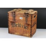 Mid century Pine Advertising ' Britvic ' Six Bottle Crate with Lid, 34cm high x 36cm wide