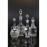 Early 20th century Cut Glass Decanter with Three Loop Handles and Silver Collar (London 1909),