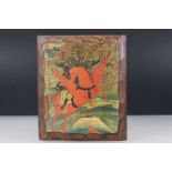 Wooden Plaque decorated with a Russian image of the Archangel Michael Destroyer of Antichrist,