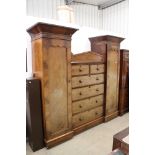 Regency / Victorian Mahogany Wardrobe Compactum comprising a central section of two short over