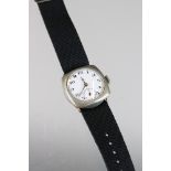 WW1 Officers trench watch with ceramic dial, wire lugs and poker hands, with new NATO canvas strap