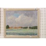 John Webster RSMA (b.1932) Oil on Board titled to verso ' Gins Farm, Beaulieu River ', signed