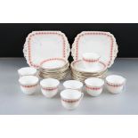 Shelley China Part Tea Service decorated with an orange geometric pattern comprising 8 tea cups,