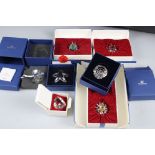 Six Boxed Swarovski items including Spiral Shell, Starfish, Christmas Hear Ornament, Heart Two