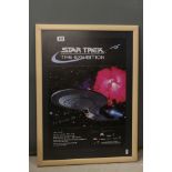 Poster from the first European Star Trek exhibition, signed by Herman Zimmerman, 59cm x 42cm, framed