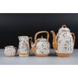 Brownhills Pottery Coffee / Tea Set decorated in the Bamboo and Cherry Blossom Pattern comprising