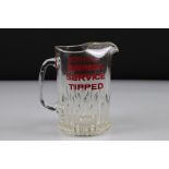 Advertising - Glass Pub Water Jug marked ' Senior Service Tipped ', 18cm high