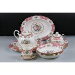 Royal Albert ' Lady Carlyle ' Tea and Dinner ware comprising Tea Pot, Milk Jug, Lidded Sugar Bowl, 3