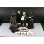 A group of decorative figures to include Pavarotti together with a small group of ceramics.