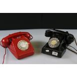 AEP Black Bakelite Telephone together with a Red Plastic Telephone