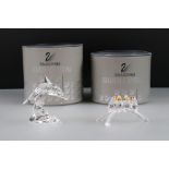 Two Boxed Swarovski Crystal Animals including South Sea Dolphin on a Wave 7644 000 001 and Baby