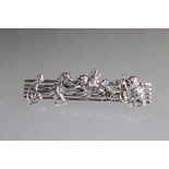 Unusual silver brooch in the form of a duck musical band