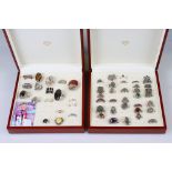 A large collection of ladies silver and costume jewellery rings to include a large quantity of