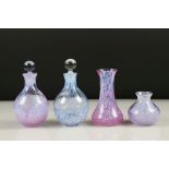 Two Caithness Glass Perfume Bottles with Stoppers, 15cm high and Two Caithness Glass Vases