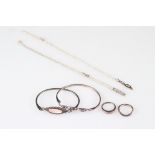 A small collection of 925 sterling silver jewellery to include Bracelets, rings and necklaces.