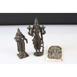 Two Indian bronze statues to include the Indian deity Kappe Chennigaraya.